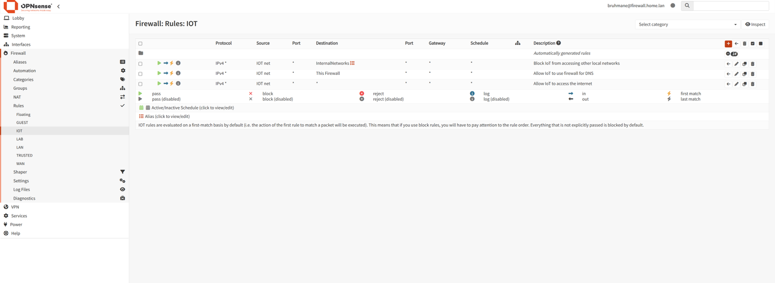 Firewall rules for IoT devices in OPNsense